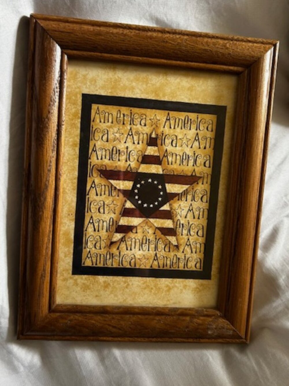 8.5 x 6.5" primitive country prim Americana usa flag picture 4th decor decoratio